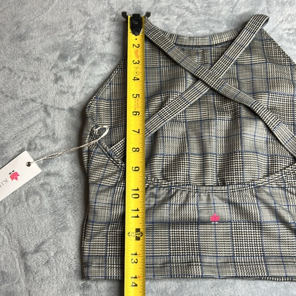 NWT KiraGrace Grace Yoga Halter Crop Top Spring Plaid Size Small - Picture 14 of 14